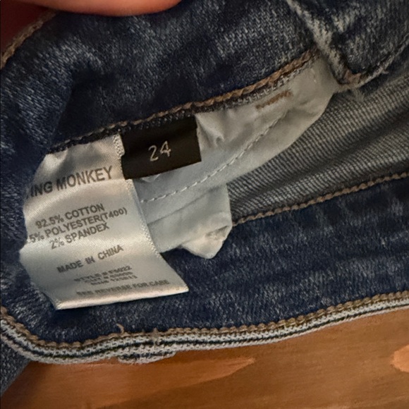 Flying Monkey Blue Ripped Straight Leg Jeans - Picture 3 of 5